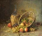 still life with fruit and wine